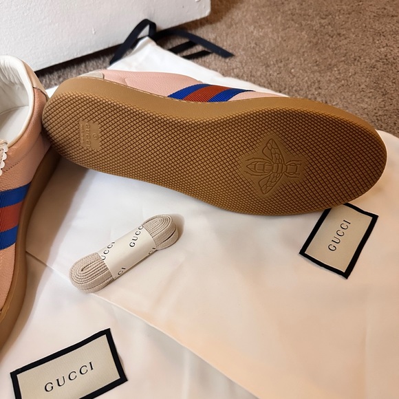 GUCCI WEB LEATHER & SUEDE SNEAKER size 40 - Picture 5 of 8